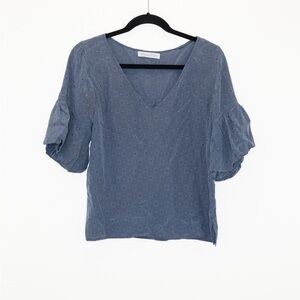 Geren Ford Blue Patterned V-Neck Blouse